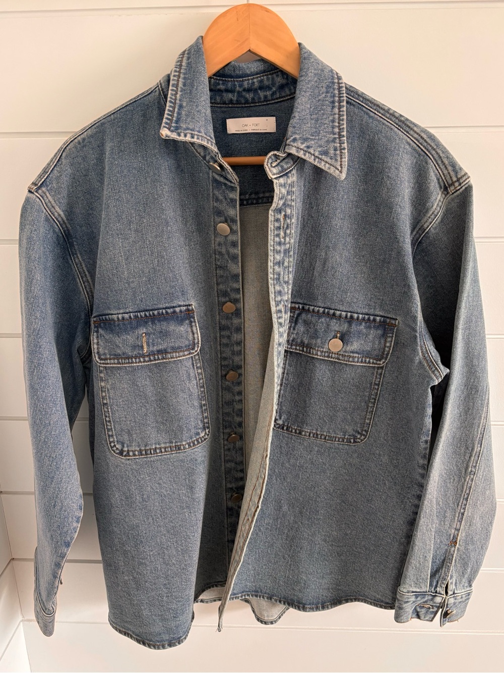 OAK + FORT Faded Blue Boxy Denim Jacket Shacket